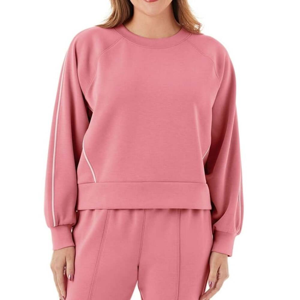 NWT Member's Mark Pink Sandwash Crew Neck Piped Sweatshirt Women's Size XL